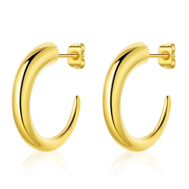 1 Pair Minimalist C Shape Polishing Stainless Steel Ear Studs