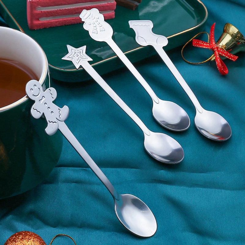 Christmas Cute Christmas Socks Gingerbread Snowman 410 Stainless Steel Spoon 1 Piece 1 Set