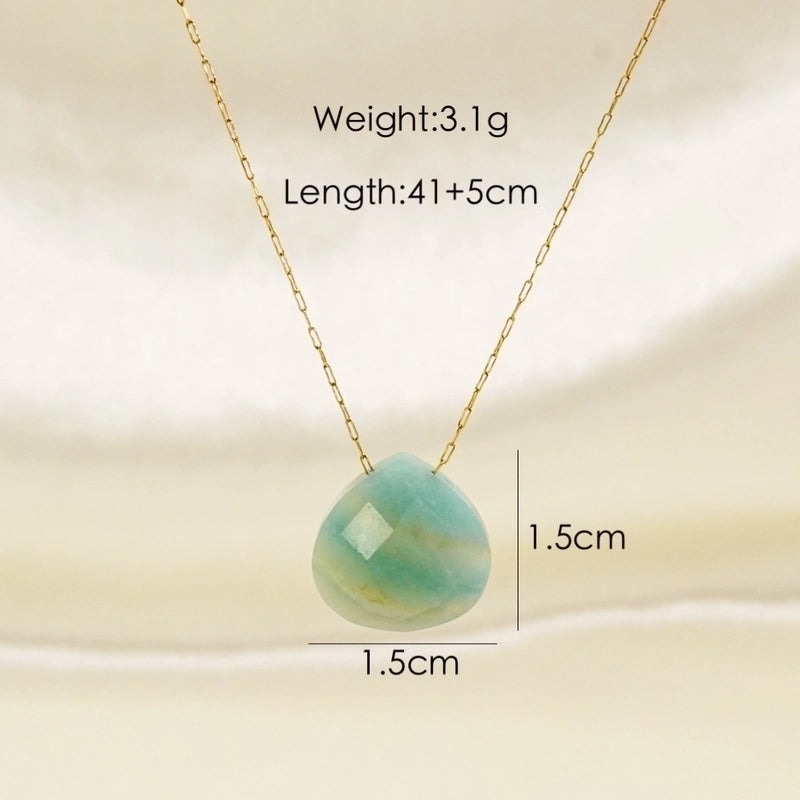 3 Pieces 304 Stainless Steel Natural Stone 14K Gold Plated Classic Style Plating Water Droplets Pendant Necklace