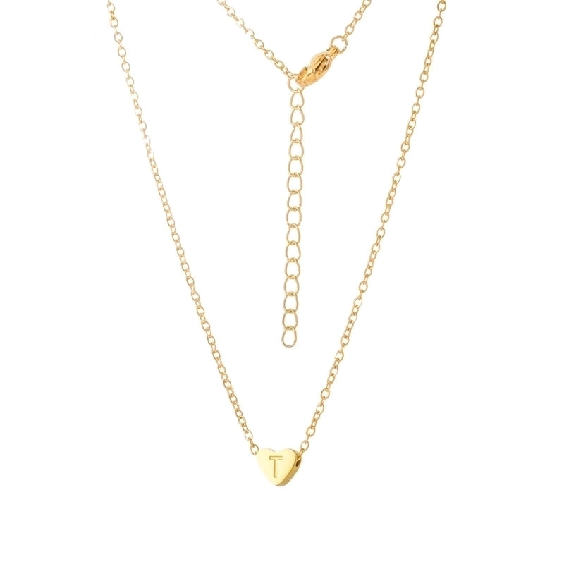 Stainless Steel Titanium Steel 18K Gold Plated Minimalist Letter Heart Shape None Pendant Necklace