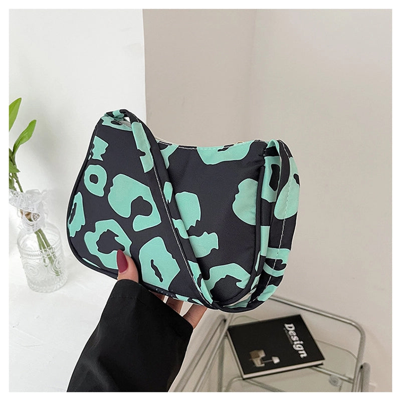 Women's Small Cloth Leopard Streetwear Zipper Underarm Bag