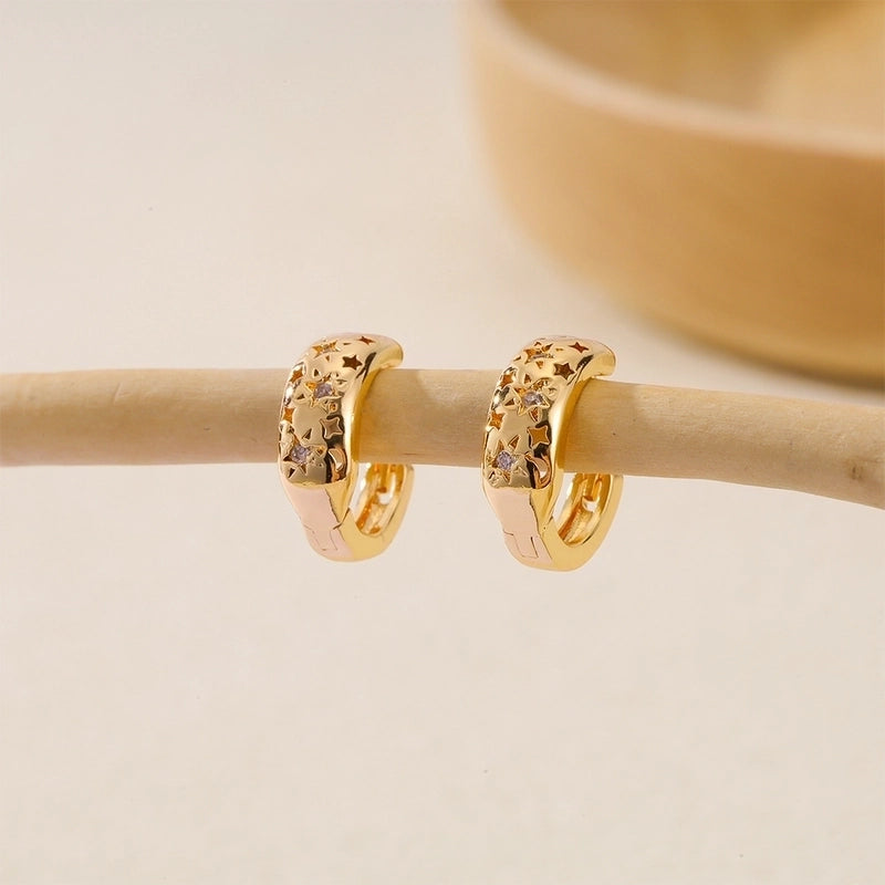 1 Piece IG Style Minimalist Geometric Inlay Copper Zircon Earrings