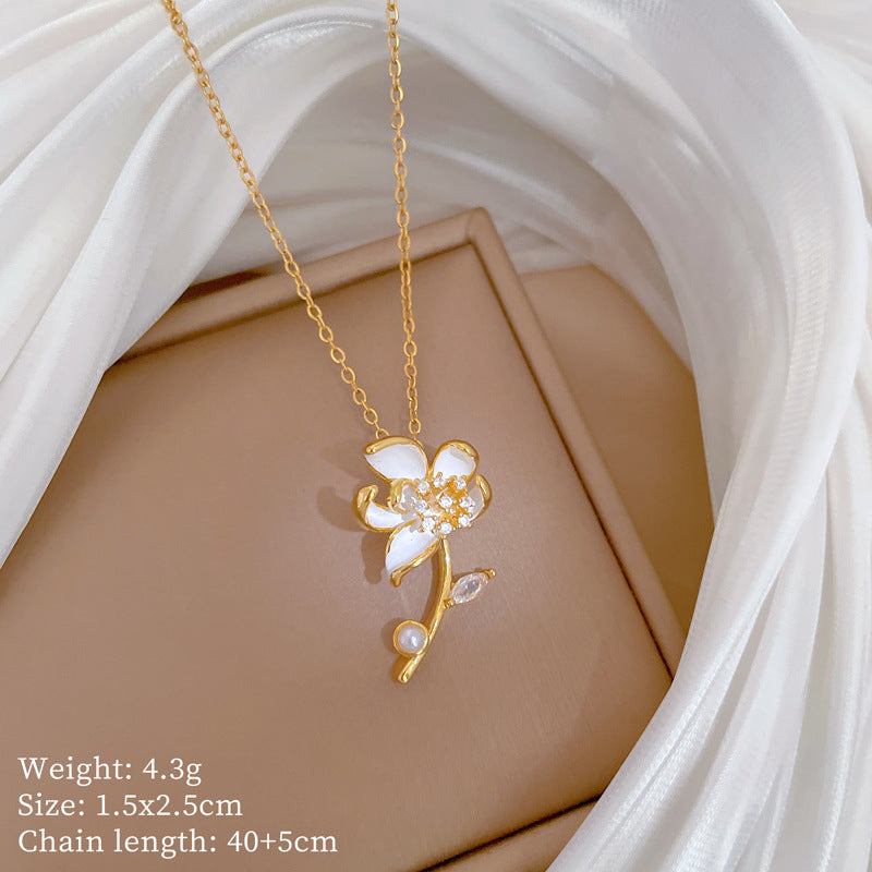 Copper Micro-Inlaid Necklace For Women Copper Micro-Inlaid Real Gold Electroplating Simple Ins Exquisite Clavicle Chain Neck Chain