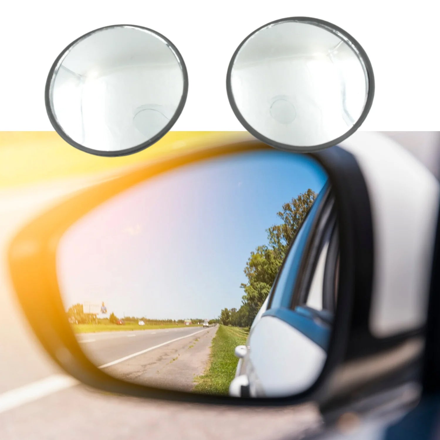 Car Blind Spot Side Mirror Round HD Glass Blindspot Mirror Convex Rear View Mirror. Car Mirror Accessories Suitable to All Cars. Frameless Design (2 Pcs Set)