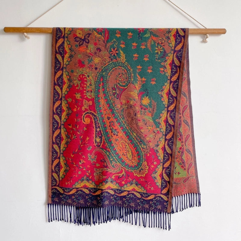 Unisex Ethnic Style Printing Imitation Cashmere Tassel Scarf