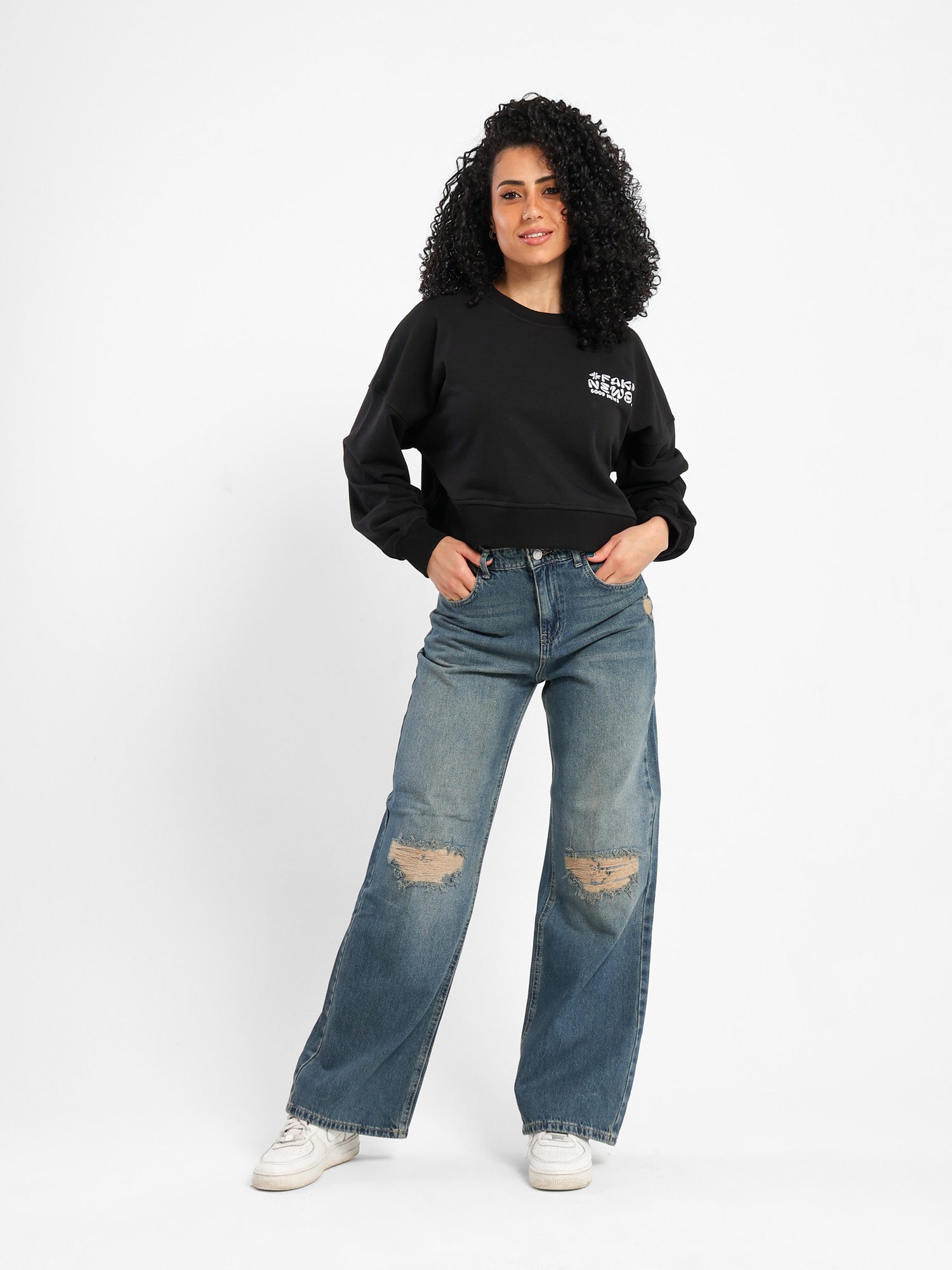 Cropped Sweatshirt with Place Print