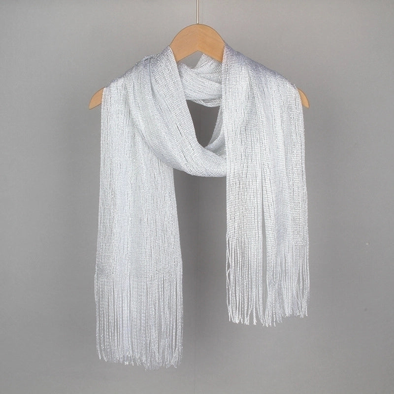 Women's Minimalist Solid Color Polyester Tassel Scarf