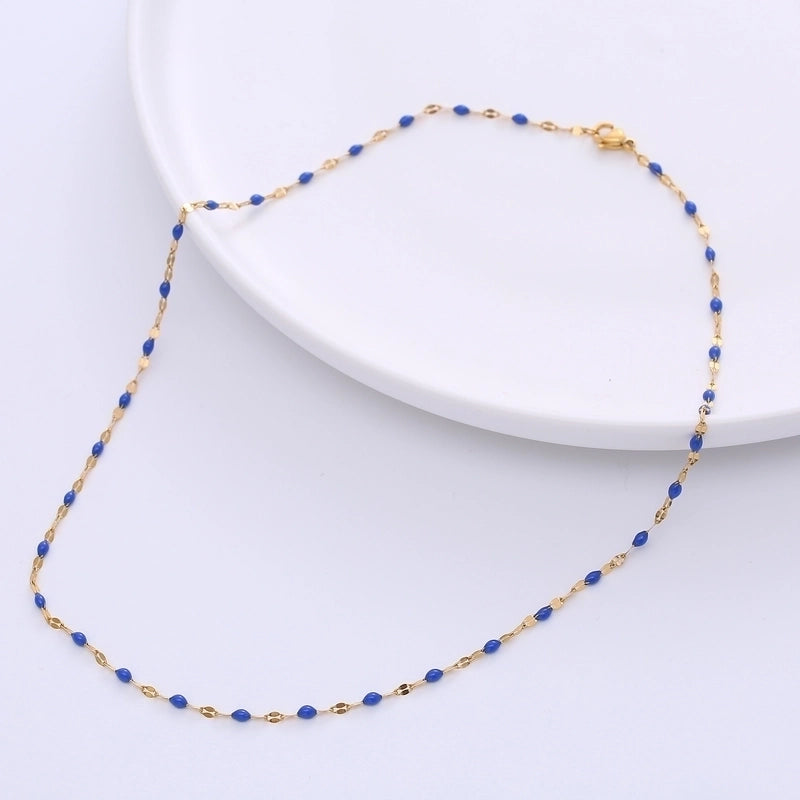 Minimalist Geometric 304 Stainless Steel Epoxy 18K Gold Plated Epoxy Chain Necklace