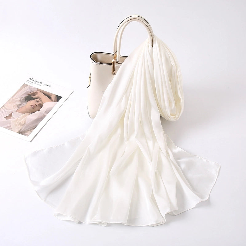 Women's Lady Fashion Minimalist Solid Color Satin Silk Scarves