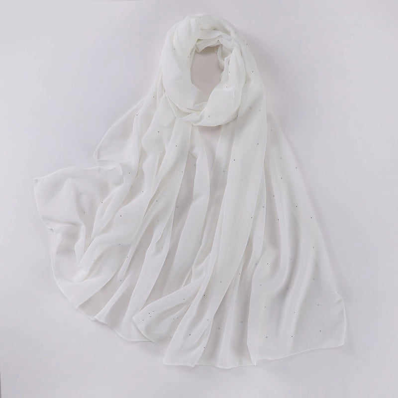 New Pearl Chiffon Long Scarf Gypsophila Hot Drilling Scarf Hui Scarf Middle East Turban Muslim Hijab