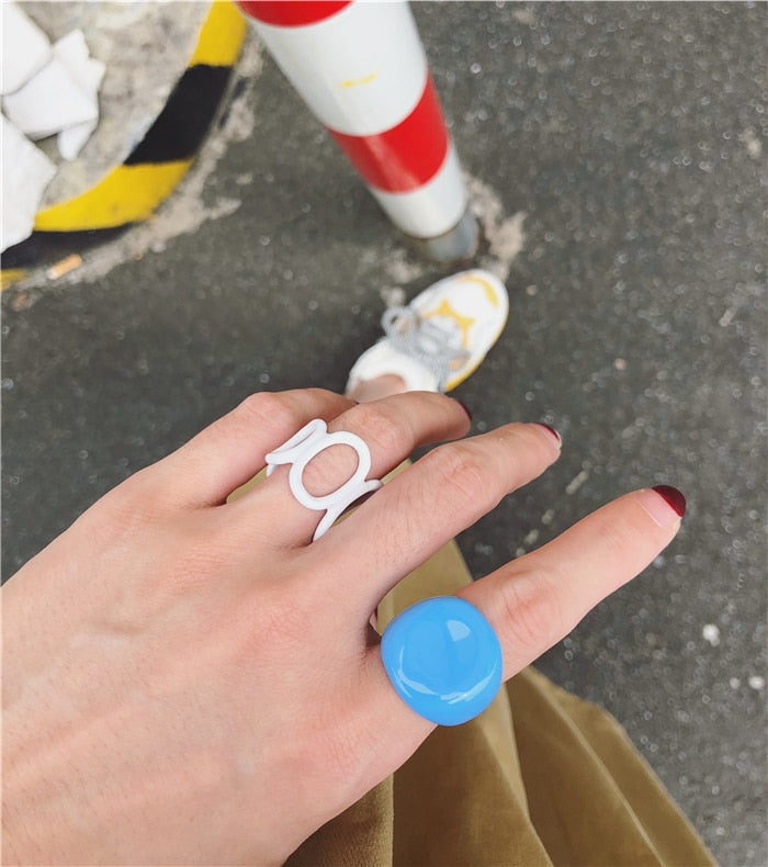 Hand-painted Solid Color Irregular Rings