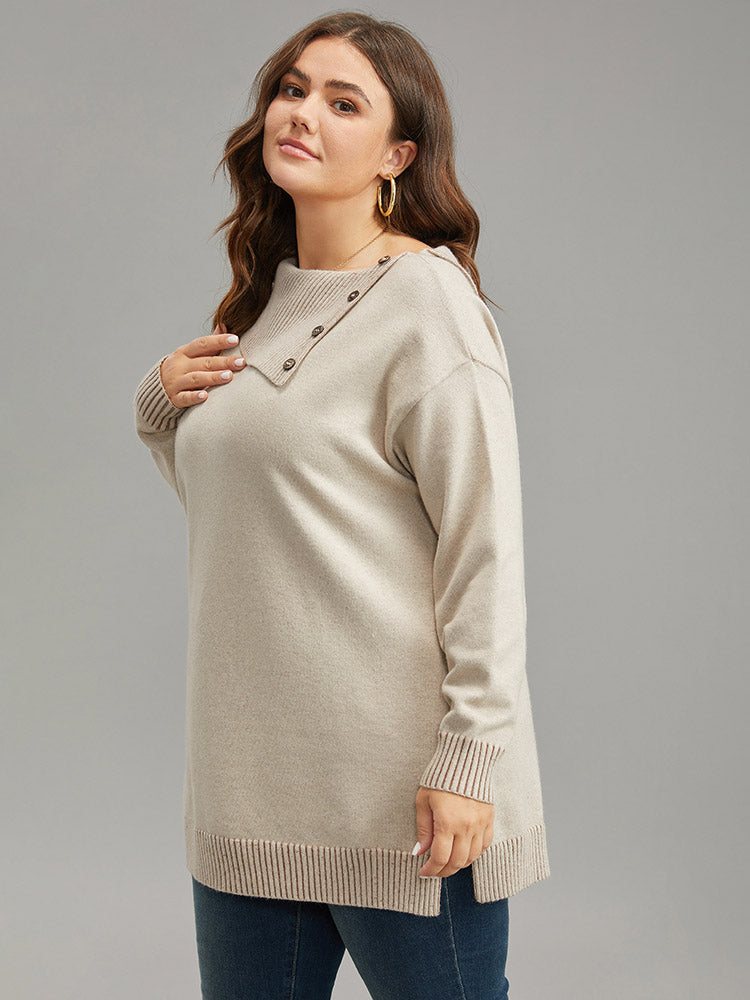 Supersoft Essentials Asymmetrical Neck Button Detail Pullover