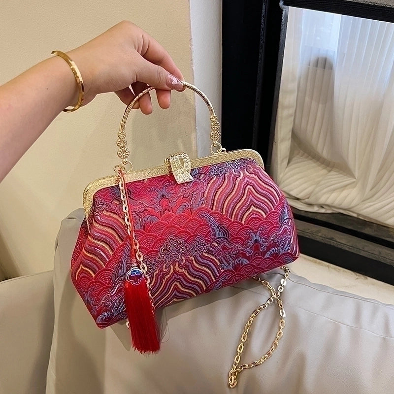 Nylon Flower Embroidery Square Embroidered Evening Bags