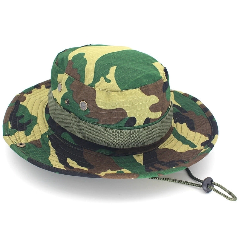 Adults Casual Solid Color Camouflage Flat Eaves Bucket Hat