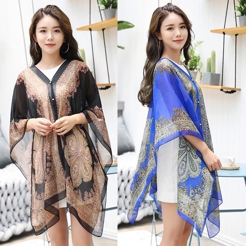 Women's Minimalist Printing Satin Silk Scarf