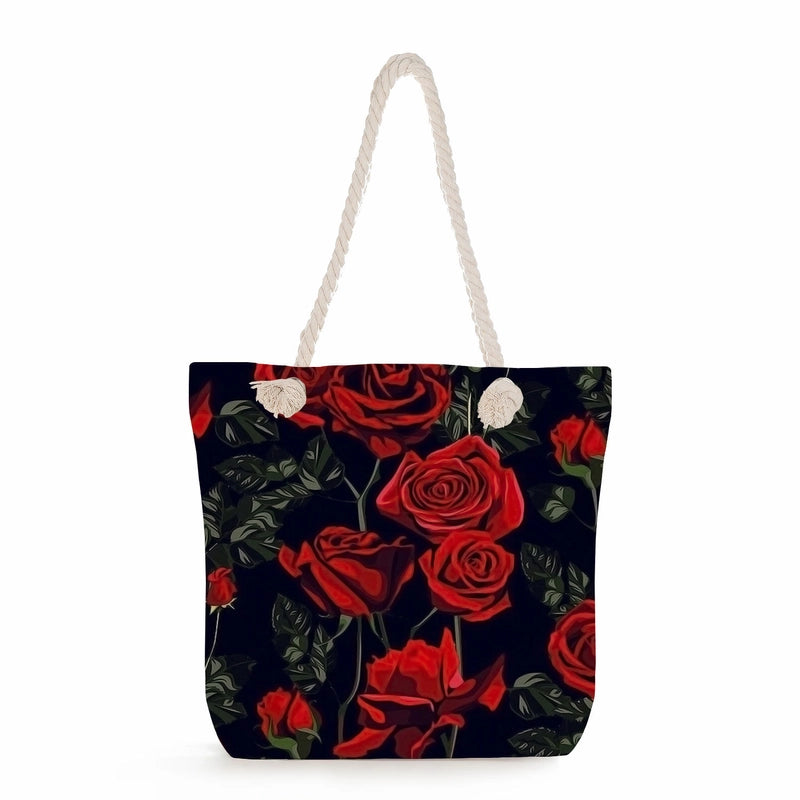Women's Cotton And Linen Heart Shape Classic Style Square Zipper Tote Bag