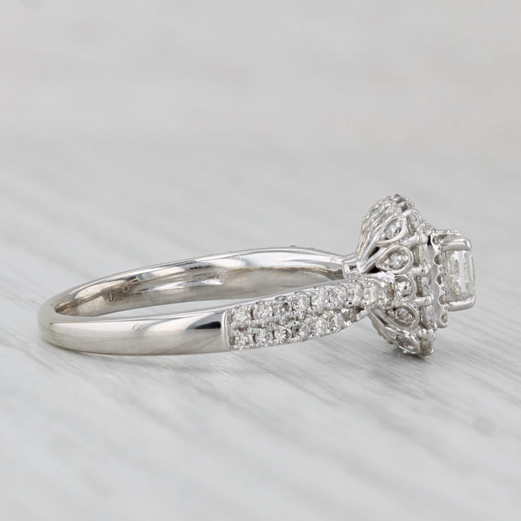 0.73ctw Diamond Princess Halo Engagement Ring 14k White Gold Size 6.25