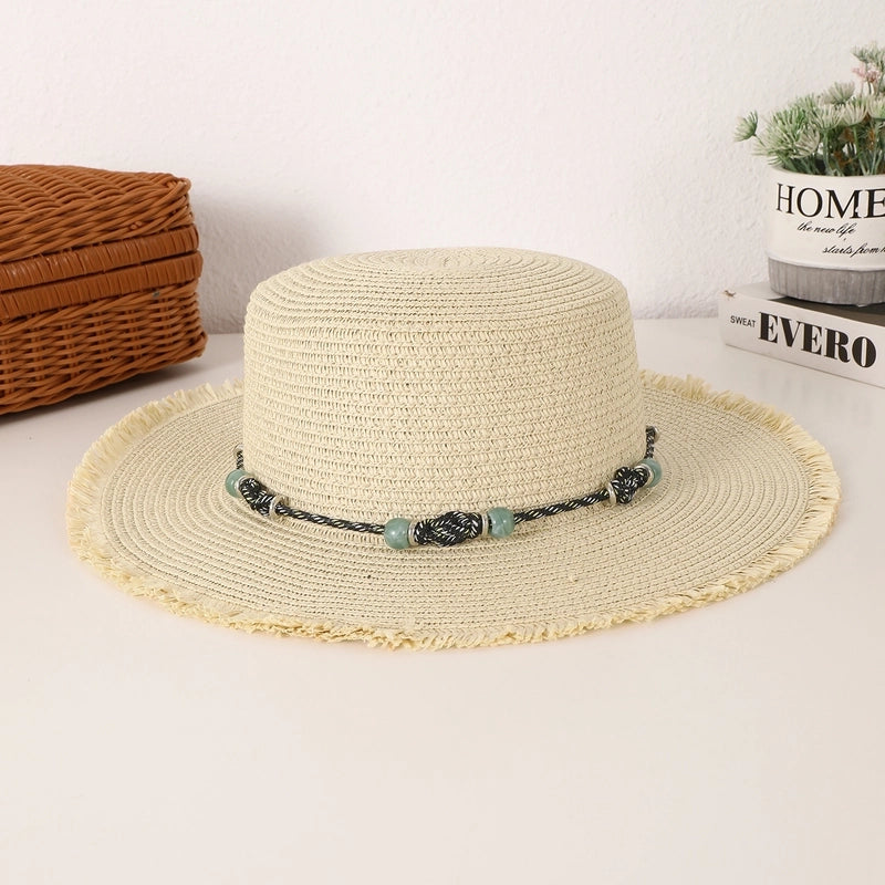Women's Basic Vacation Solid Color Big Eaves Straw Hat