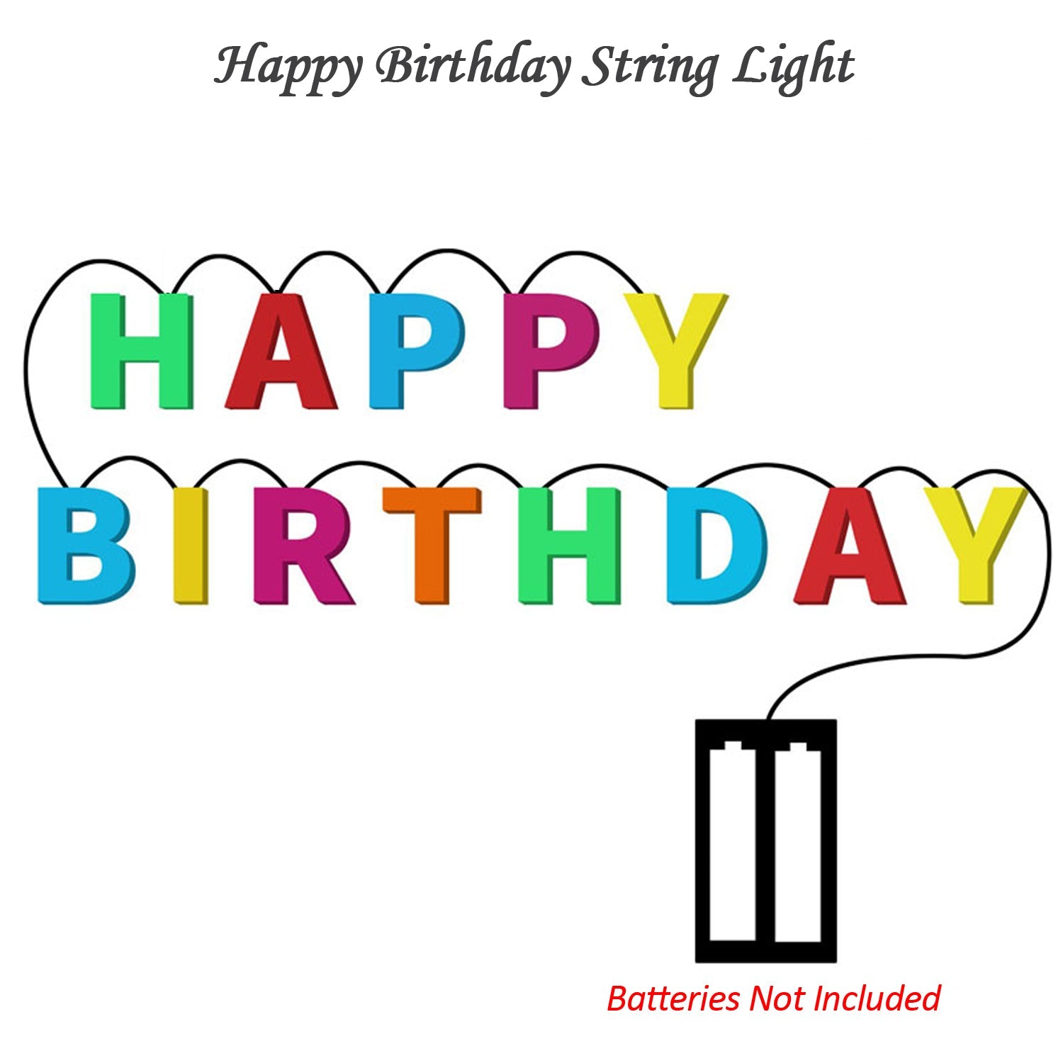 Decoratives Plastic Happy Birthday 13 LED Letter Battery Operated String Lights. Outdoor String Lights (Multicolour)