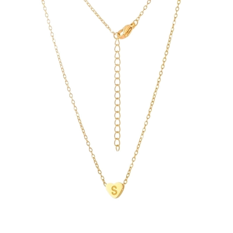 Stainless Steel Titanium Steel 18K Gold Plated Minimalist Letter Heart Shape None Pendant Necklace