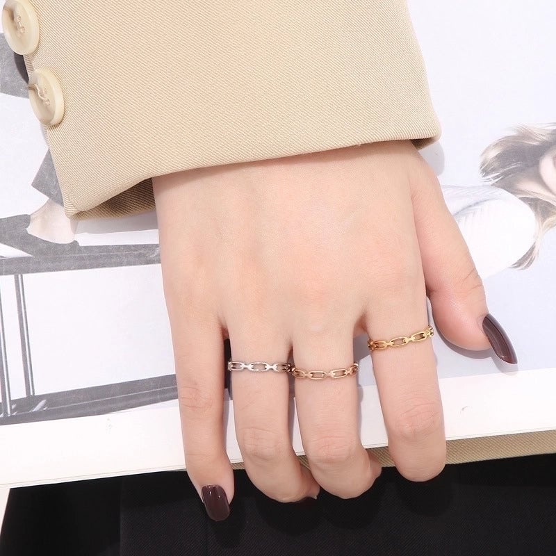 Minimalist Classic Style Solid Color Titanium Steel 18K Gold Plated Plating Chain Rings