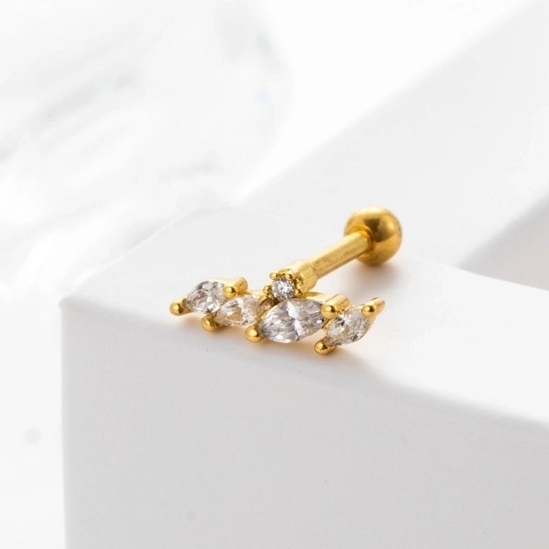 Ear Cartilage Rings & Studs Geometric 316L Stainless Steel  Copper Inlaid Zircon