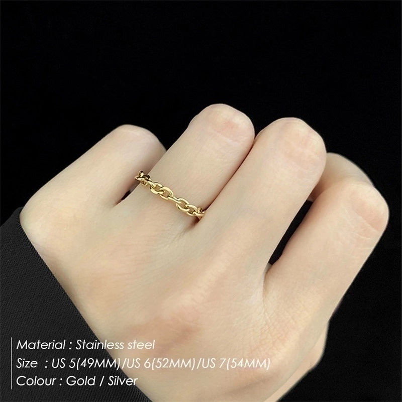 Stainless Steel 14K Gold Plated Fashion Geometric No Inlaid Rings