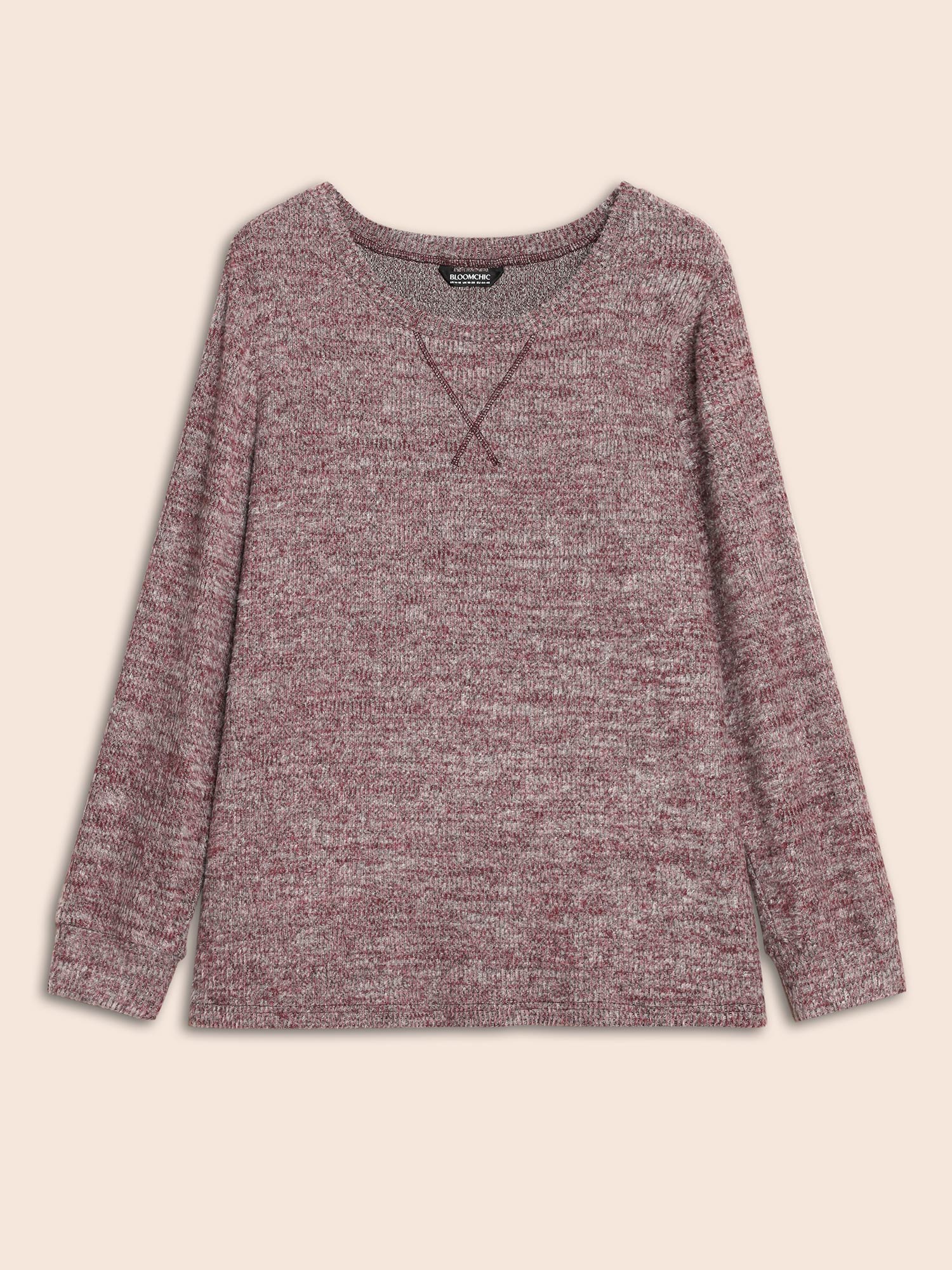 Solid Heather Round Neck Stitch Sweatshirt