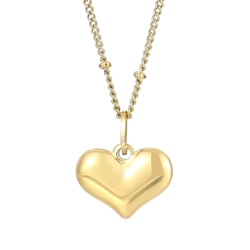 Minimalist Heart Shape Titanium Steel Resin 18K Gold Plated Inlay Pendant Necklace