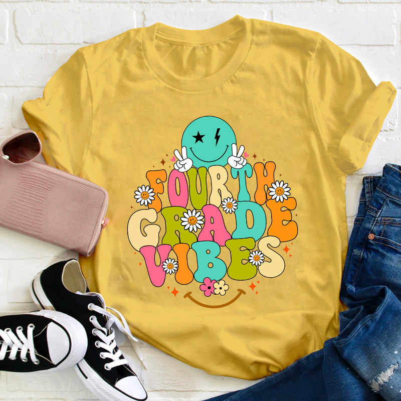 Personalized Grade Vibes Teacher T-Shirt