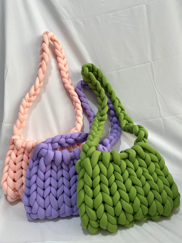 New Thick Ice Island Thread Woven Bag Diy Hand-woven Bag Filling Core Yarn Shoulder Bag