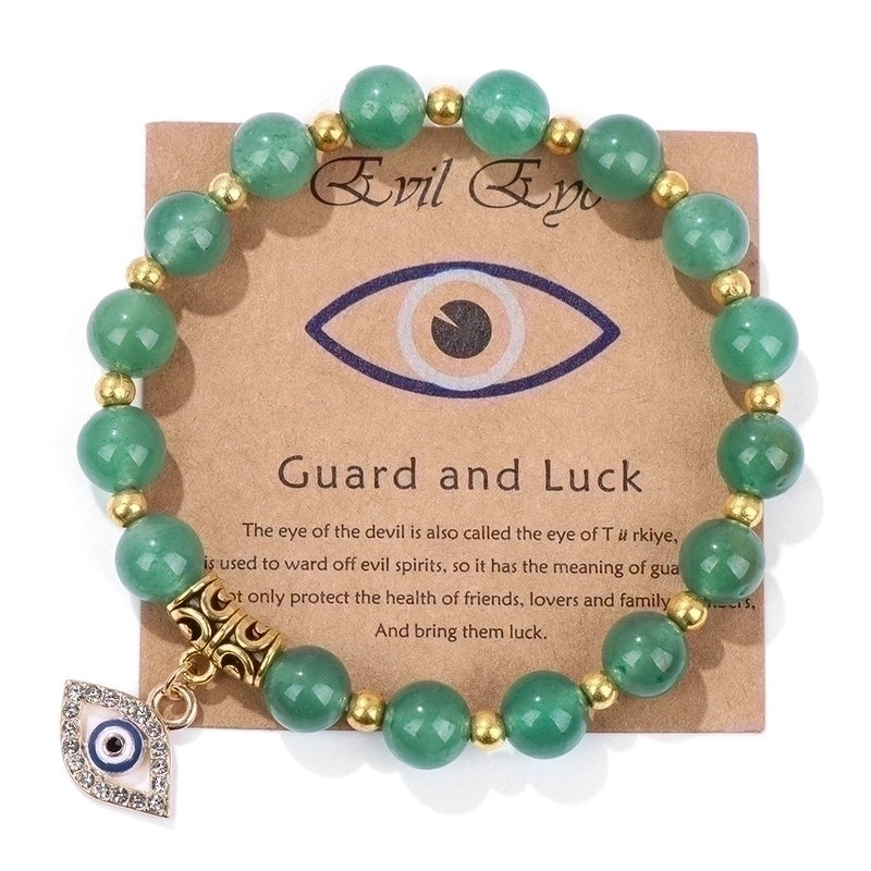 Retro Ethnic Style Devil'S Eye Alloy Natural Stone Elastic String Woven Chain Bracelets In Bulk