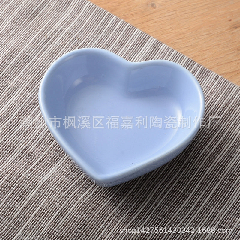 Heart-Shaped Ceramic Small Dipping Dish Household Seasoning Dish For Hotel Restaurant Dessert Snack Dish Dish