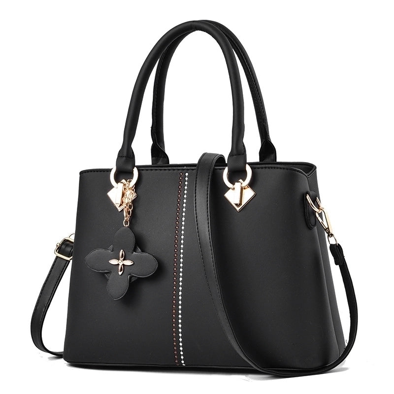 Women's Large Pu Leather Solid Color Fashion Ornament Square Zipper Crossbody Bag