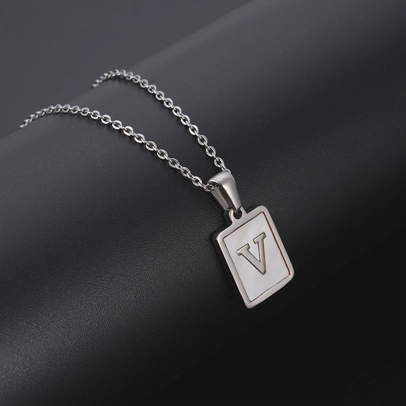 Minimalist Letter Rectangle 304 Stainless Steel Titanium Steel Shell 18K Gold Plated Plating Pendant Necklace