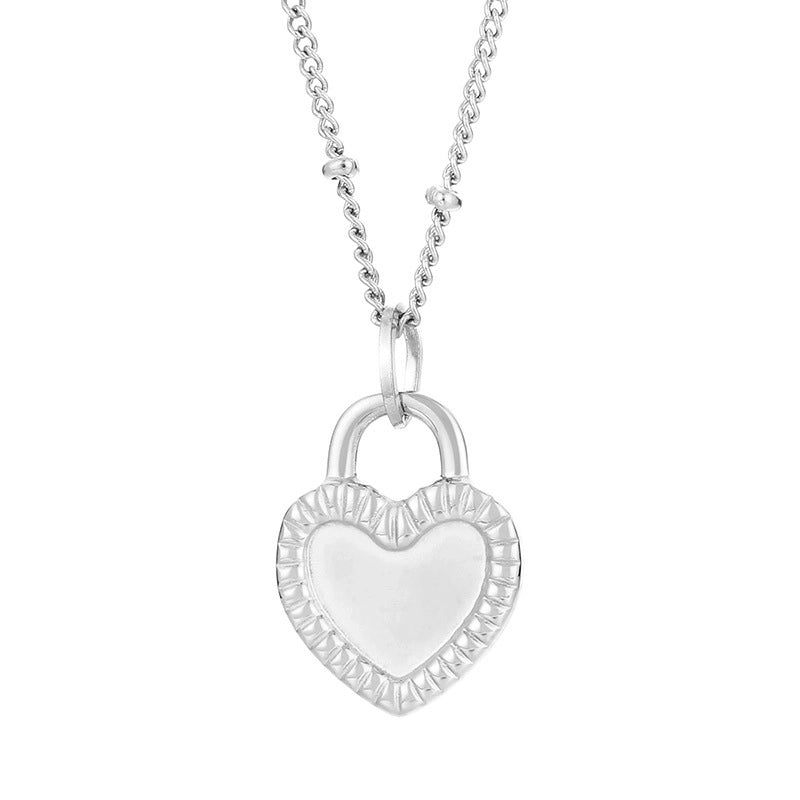 Minimalist Heart Shape Titanium Steel Resin 18K Gold Plated Inlay Pendant Necklace