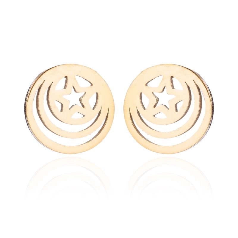 Minimalist Geometric Plating 304 Stainless Steel No Inlaid 18K Gold Plated Earrings