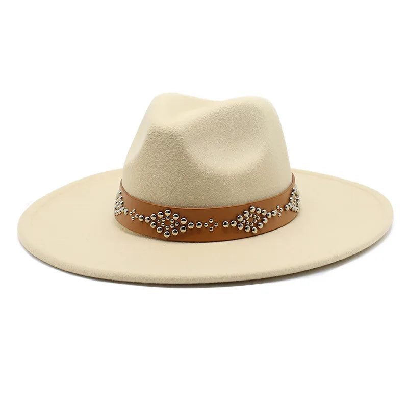 Autumn And Winter Wool Big Brim Jazz Hat Men's And Women's Fashion Casual 9.5cm Big Edge Jazz Hat Felt Hat
