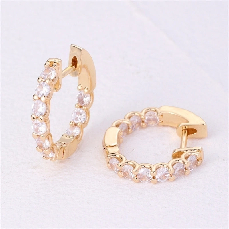 1 Pair IG Style Retro Minimalist Geometric Round Plating Inlay Copper Zircon K Gold Plated Ear Studs