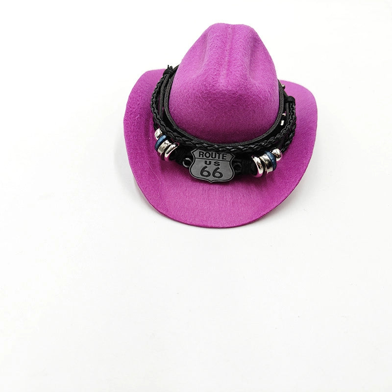 Cowboy Style Polyester Solid Color Pet Hat