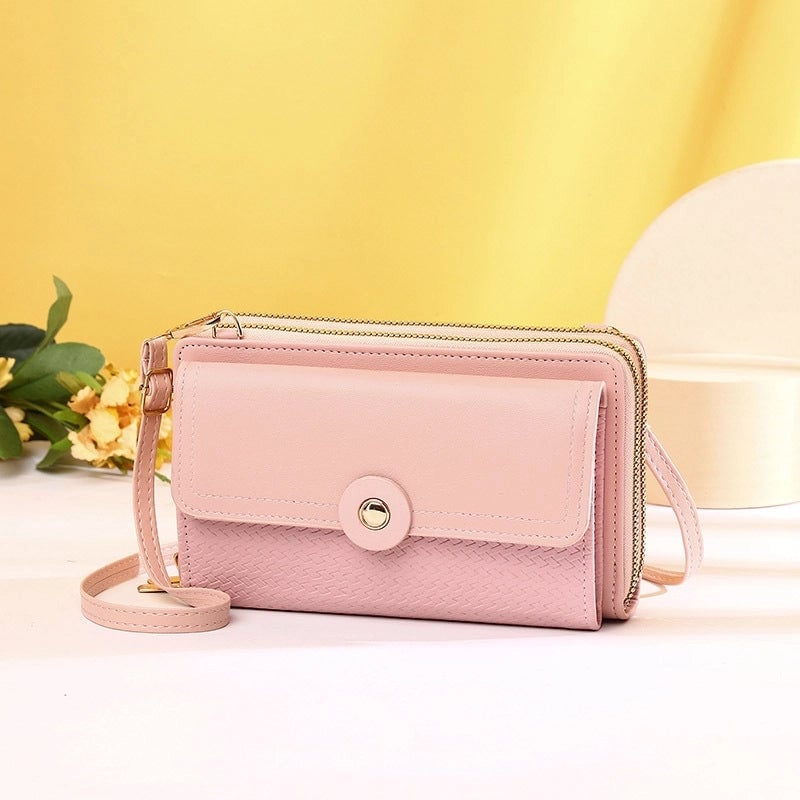Women's Pu Leather Solid Color Basic Zipper Phone Wallets