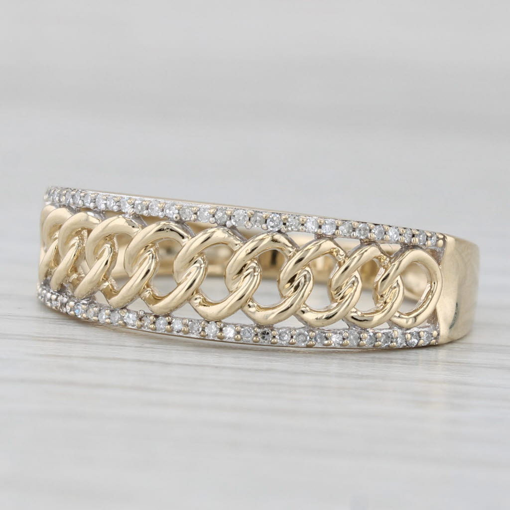 0.12ctw Diamond Linked Circles Ring 10k Yellow Gold Size 11 Band