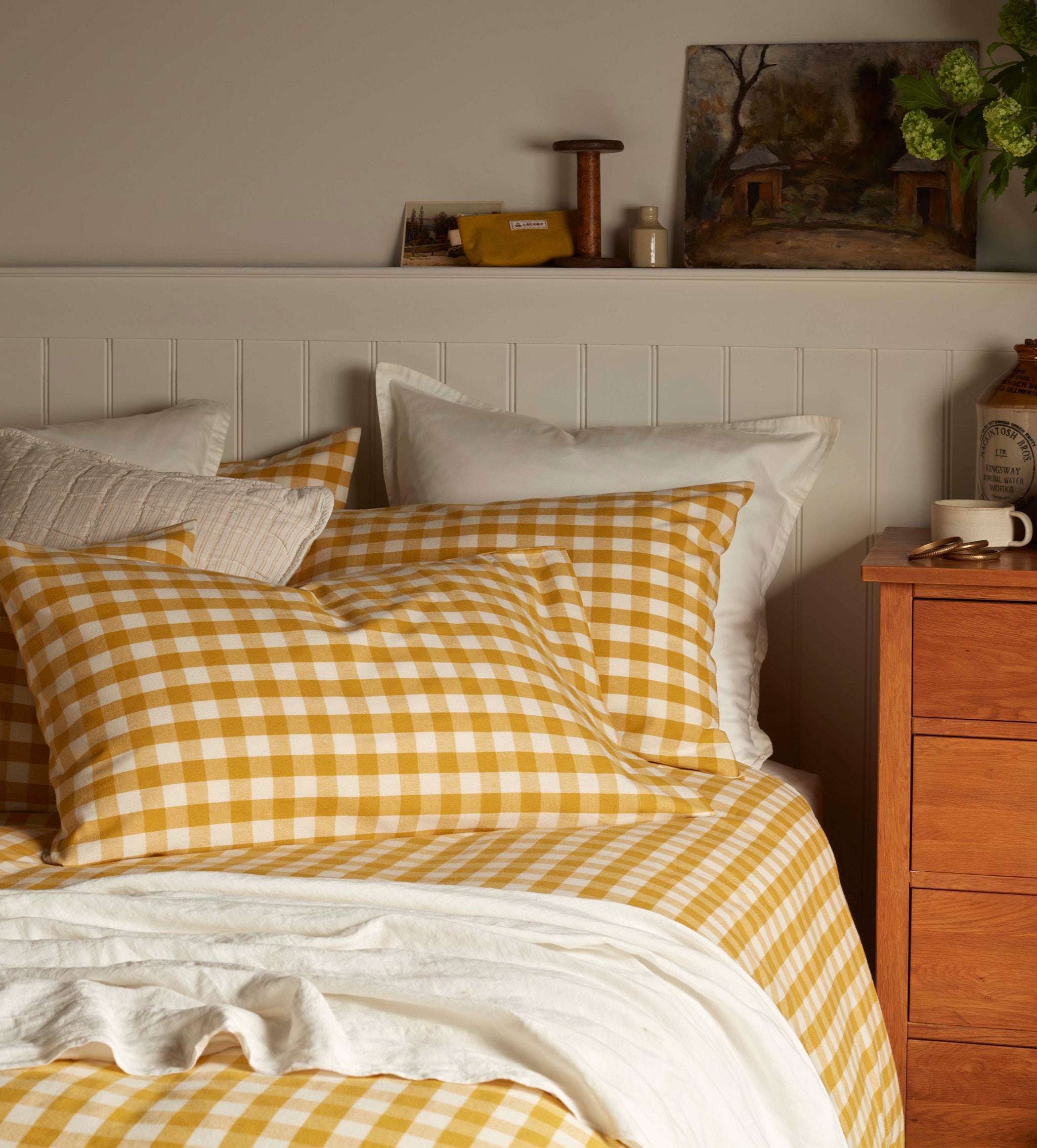 Gingham Brushed 100% Organic Cotton Pillowcase