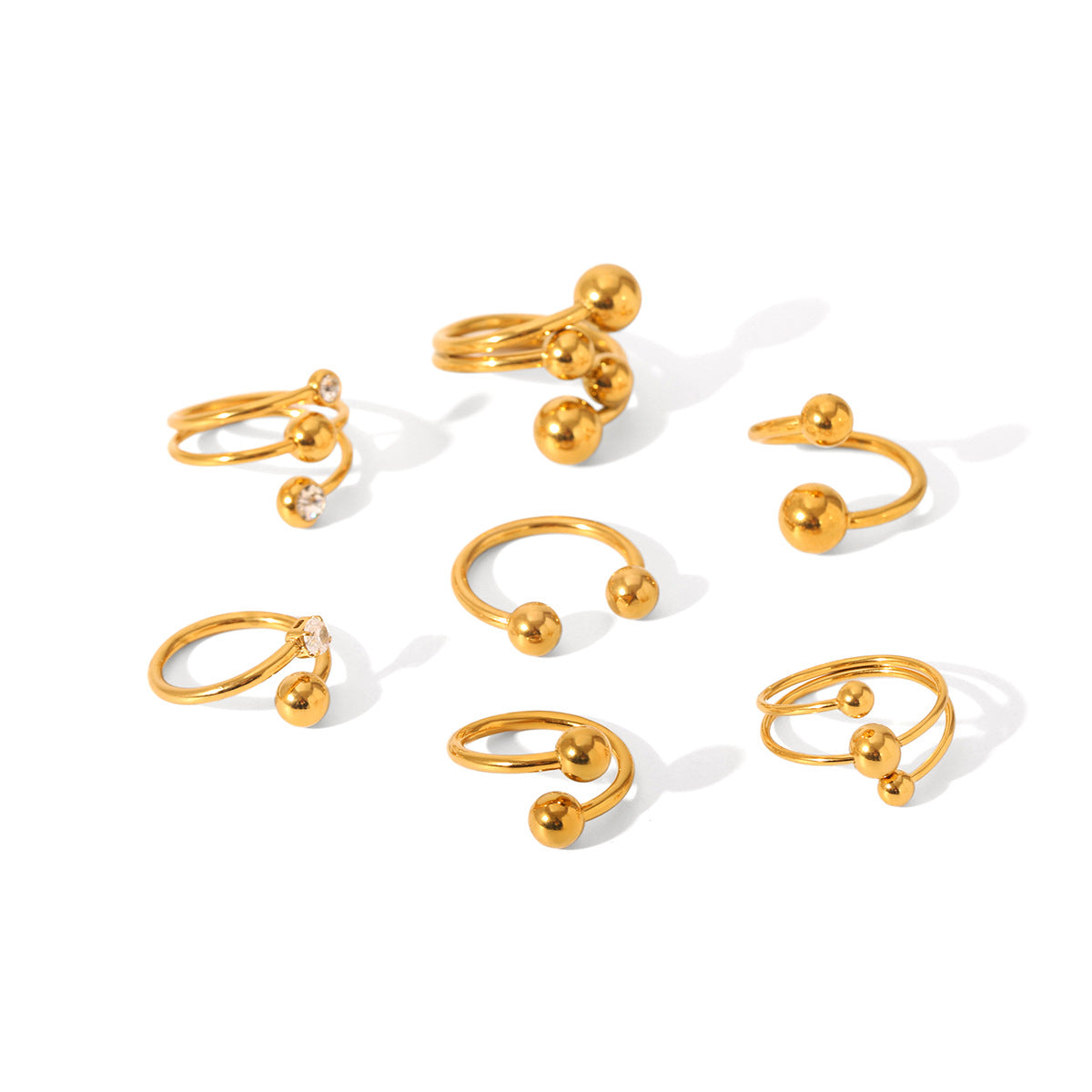 Stainless Steel Ball Ring Female Niche Design Size Gold Ball Ring Titanium Steel Ring