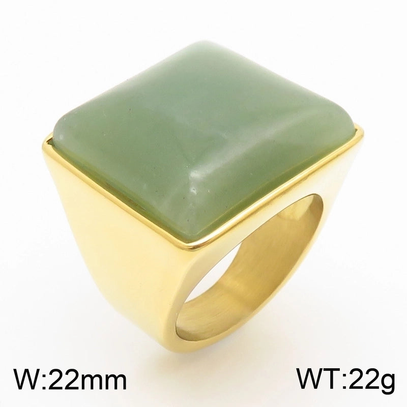 Vintage Style Geometric Square Stainless Steel 18K Gold Plated Plating Rings