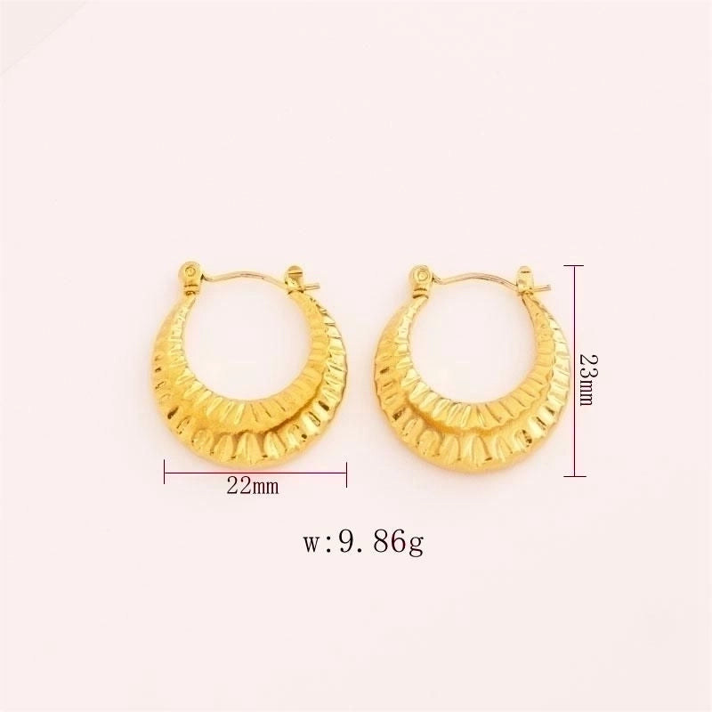 1 Pair Vintage Style U Shape Geometric Heart Shape Plating 304 Stainless Steel None 18K Gold Plated Hoop Earrings