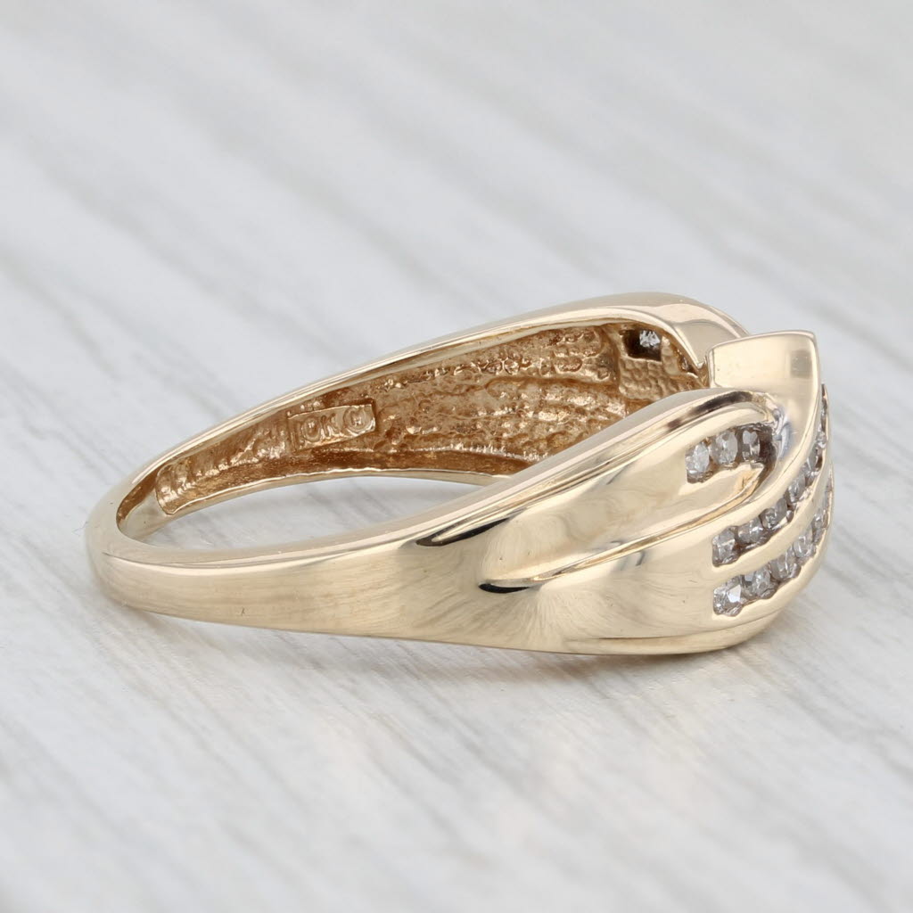 0.19ctw Diamond Contoured V Ring 10k Gold Stackable Band Wedding Anniversary
