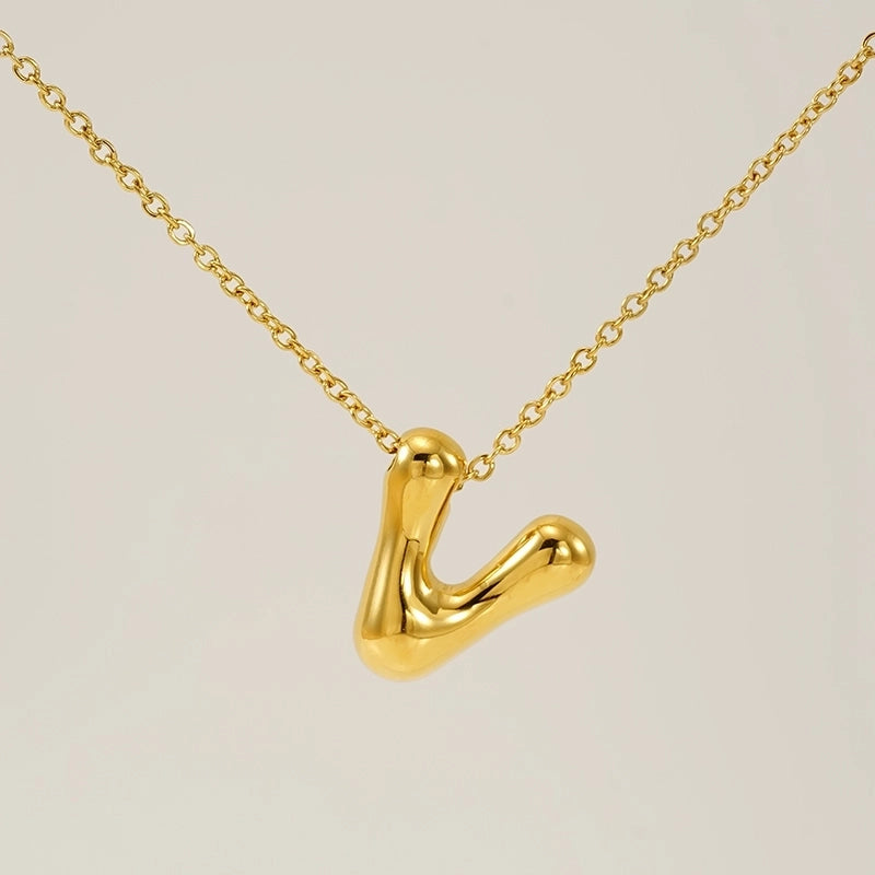 Basic Classic Style Letter 304 Stainless Steel 18K Gold Plated Plating Pendant Necklace