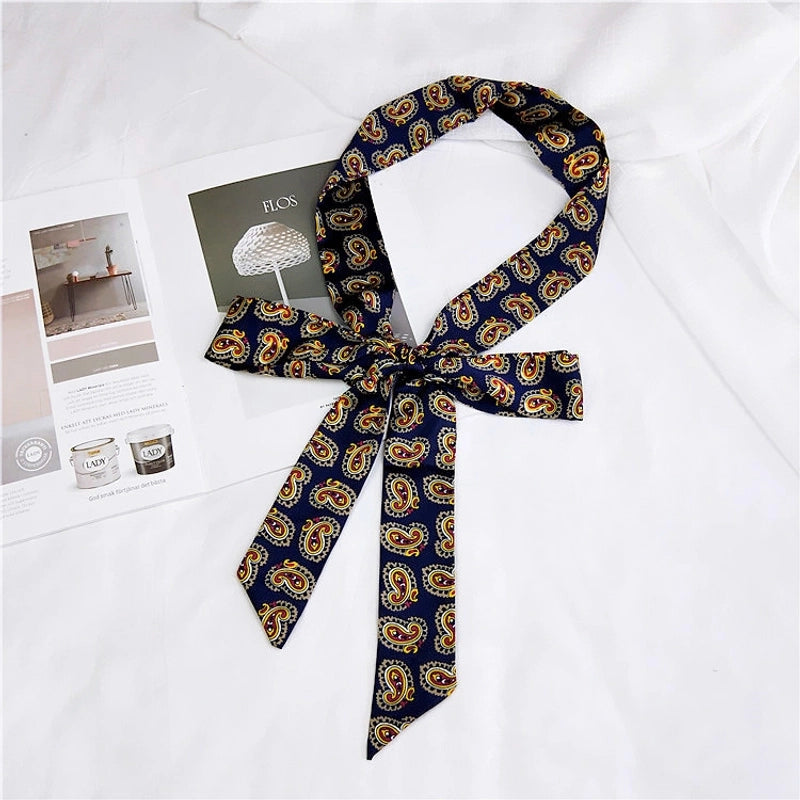 2 M New Polka Dot Special Long Edition Thin Narrow Silk Scarf Women's Spring Summer Autumn Scarf Belt Black And White Fashion