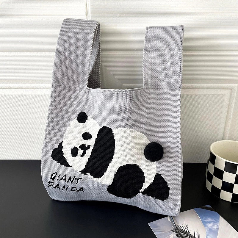 Women's Medium Knit Animal Cute Basic Open Handbag